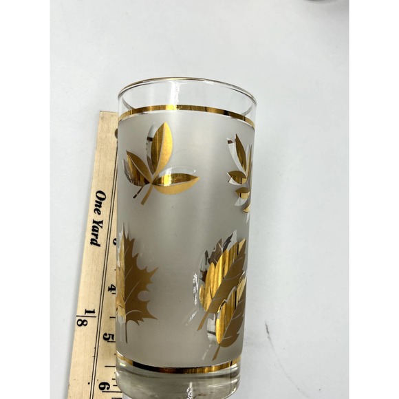 3 Vintage Libbey Gold Leaf High Ball Frosted Glasses - Picture 9 of 9